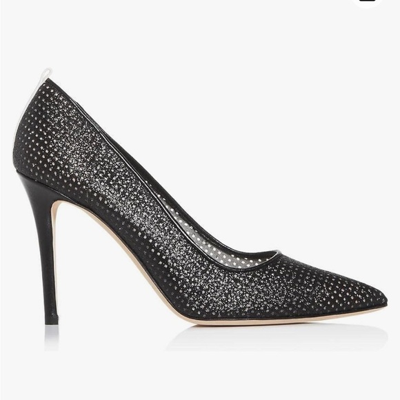 SJP by Sarah Jessica Parker Fishnet Fawn Pumps Shimmer Mesh Pointy Toe Heel 39.5 - Picture 2 of 14